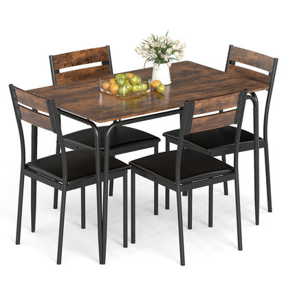 5-Piece Dining Table Set, Rectangular Kitchen Table, 4 Armless Chairs, Brown Dining Room Sets at Gallery Canada