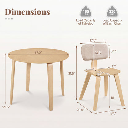 5 Piece Dining Set, 4 Padded Chairs, Rubber Wood Table, Natural Dining Room Sets at Gallery Canada