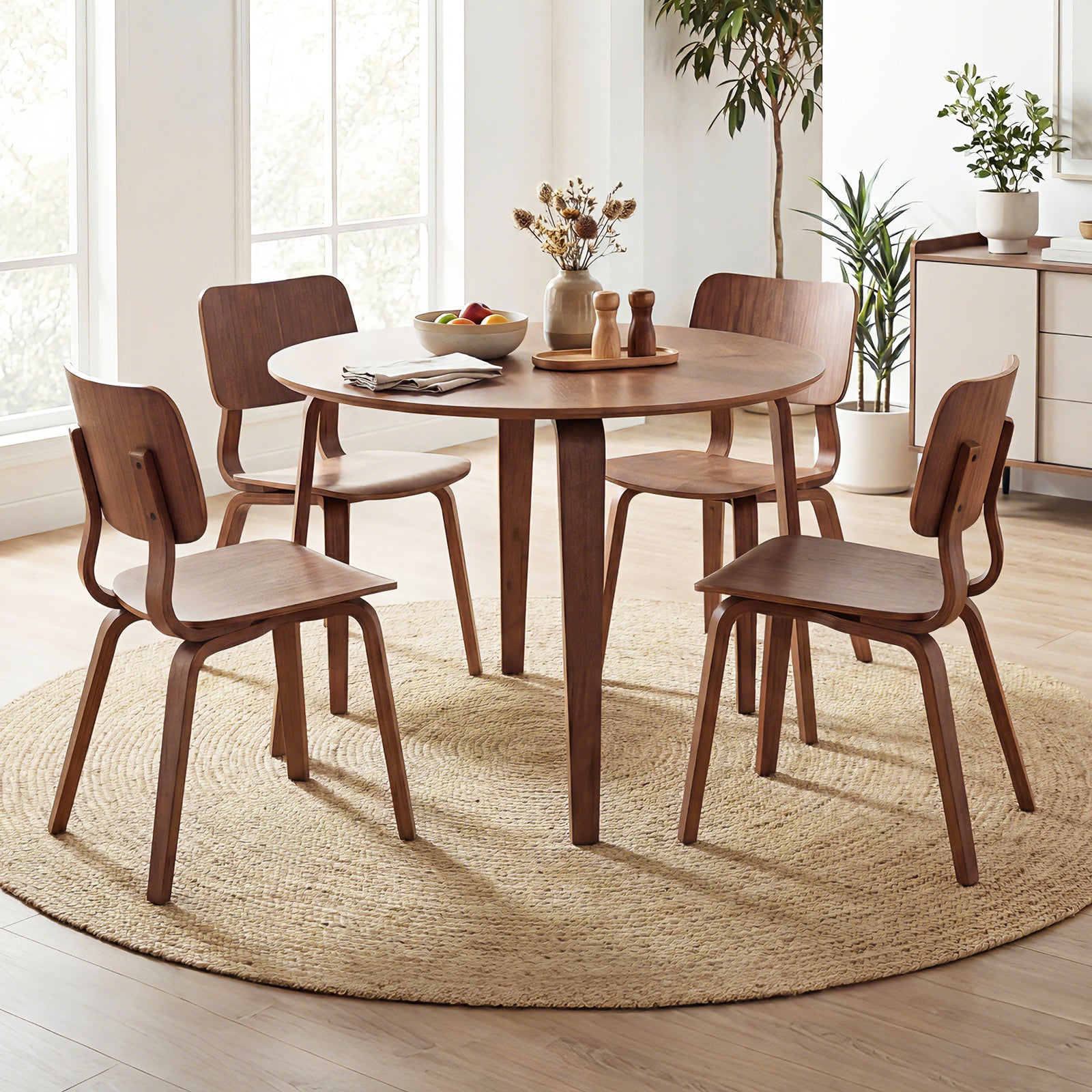 5 Piece Dining Set, 4 Padded Chairs, Rubber Wood Table, Gray Dining Room Sets at Gallery Canada