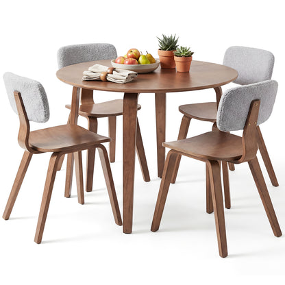 5 Piece Dining Set, 4 Padded Chairs, Rubber Wood Table, Gray Dining Room Sets Walnut & Gray at Gallery Canada
