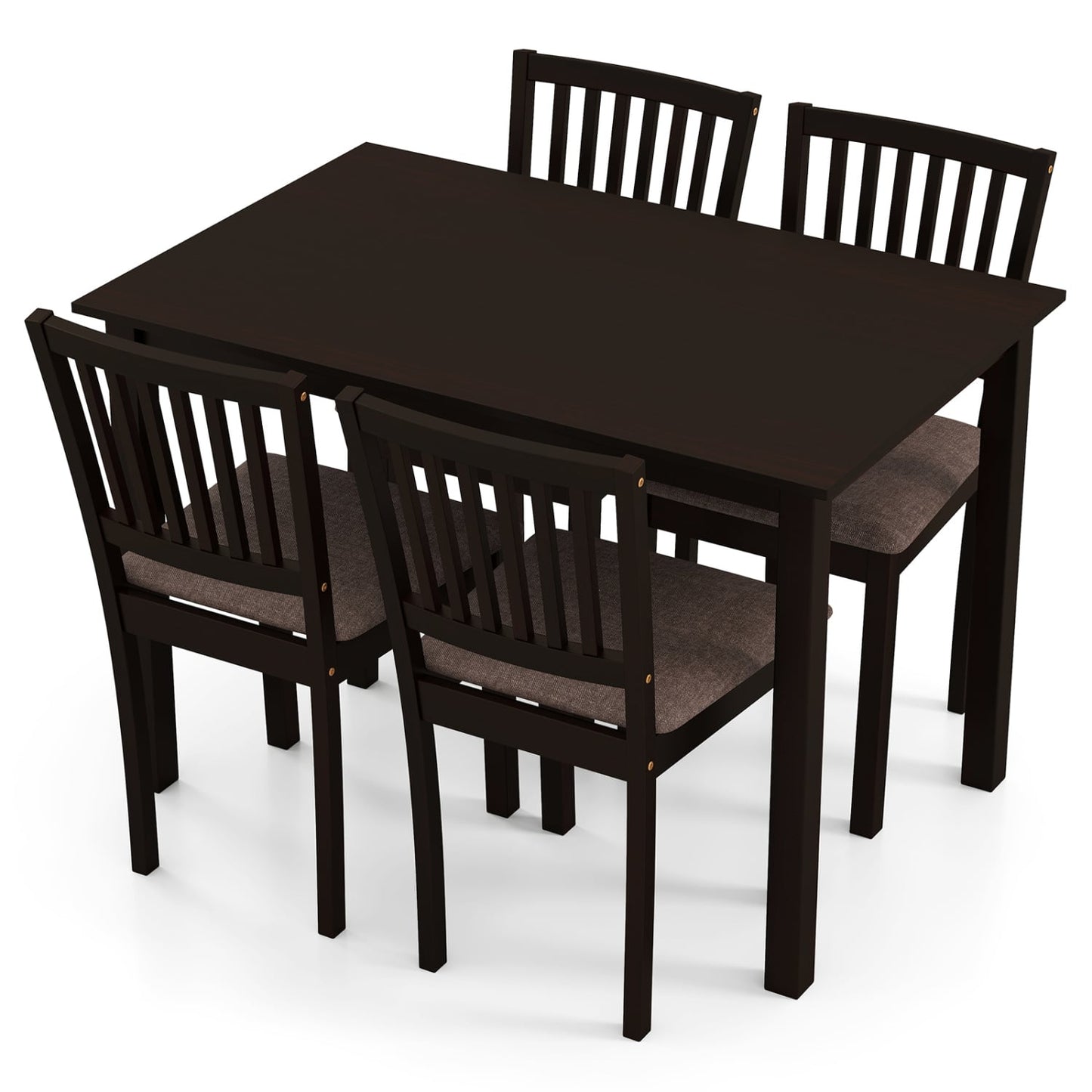 5-Piece Dining Set, Rectangular Table, 4 Upholstered Chairs, Dark Brown Dining Room Sets Dark Brown at Gallery Canada