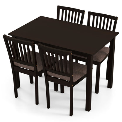 5-Piece Dining Set, Rectangular Table, 4 Upholstered Chairs, Dark Brown Dining Room Sets Dark Brown at Gallery Canada
