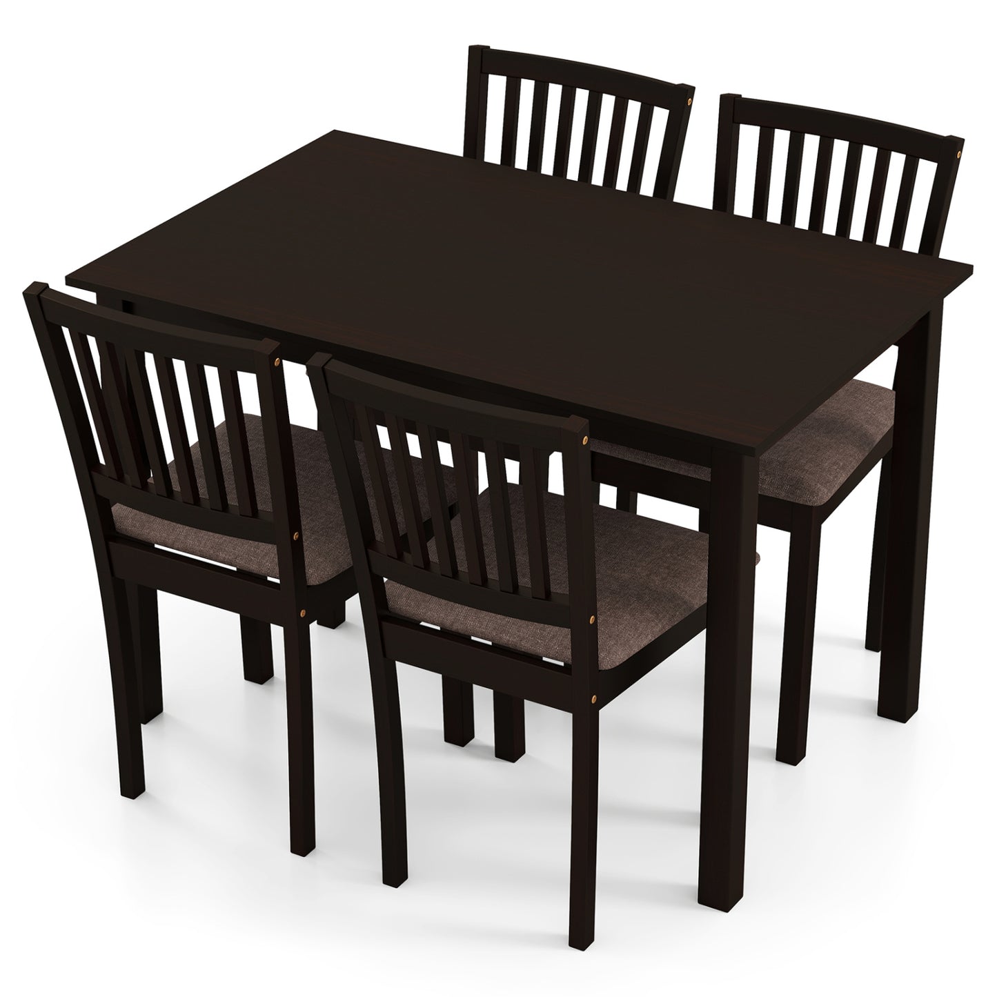 5-Piece Dining Set, Rectangular Table, 4 Upholstered Chairs, Dark Brown Dining Room Sets Dark Brown at Gallery Canada