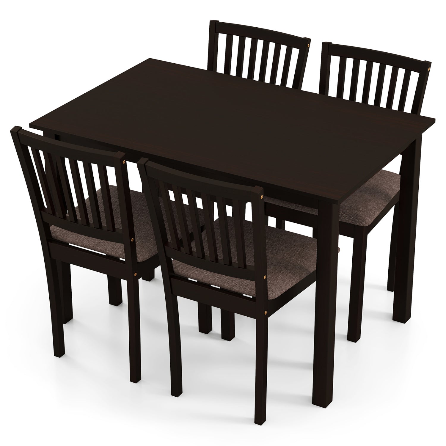 5-Piece Dining Set, Rectangular Table, 4 Upholstered Chairs, Dark Brown Dining Room Sets at Gallery Canada