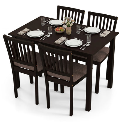 5-Piece Dining Set, Rectangular Table, 4 Upholstered Chairs, Dark Brown Dining Room Sets at Gallery Canada