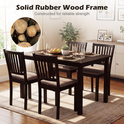 5-Piece Dining Set, Rectangular Table, 4 Upholstered Chairs, Dark Brown Dining Room Sets at Gallery Canada