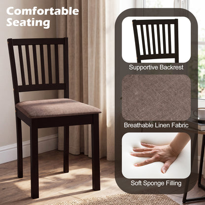 5-Piece Dining Set, Rectangular Table, 4 Upholstered Chairs, Dark Brown Dining Room Sets at Gallery Canada