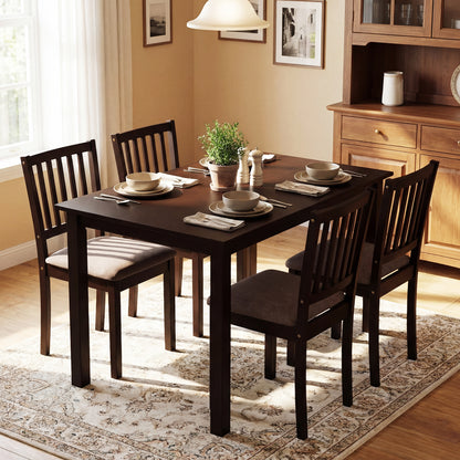 5-Piece Dining Set, Rectangular Table, 4 Upholstered Chairs, Dark Brown Dining Room Sets at Gallery Canada