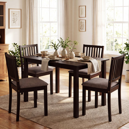 5-Piece Dining Set, Rectangular Table, 4 Upholstered Chairs, Dark Brown Dining Room Sets at Gallery Canada