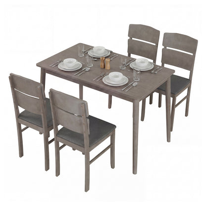 5-Piece Dining Table Set with High Curved Back for 4 People, Gray Dining Room Sets Gray at Gallery Canada