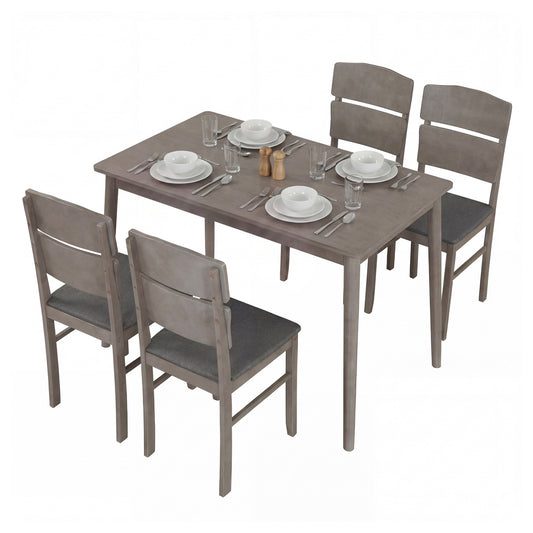 5-Piece Dining Table Set with High Curved Back for 4 People, Gray Dining Room Sets Gray at Gallery Canada