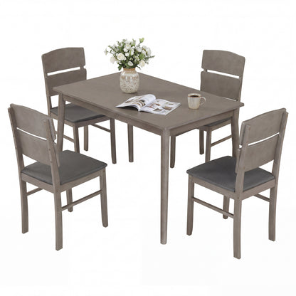 5-Piece Dining Table Set with High Curved Back for 4 People, Gray Dining Room Sets at Gallery Canada