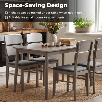 5-Piece Dining Table Set with High Curved Back for 4 People, Gray Dining Room Sets at Gallery Canada