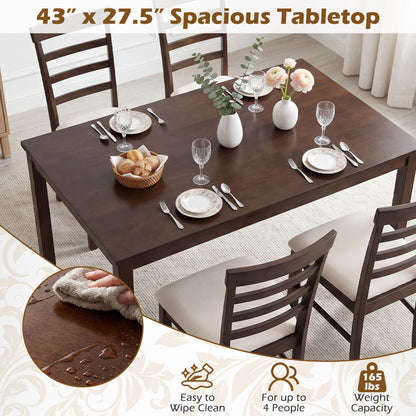 5-Piece Dining Table Set with 4 Upholstered Chairs, Brown