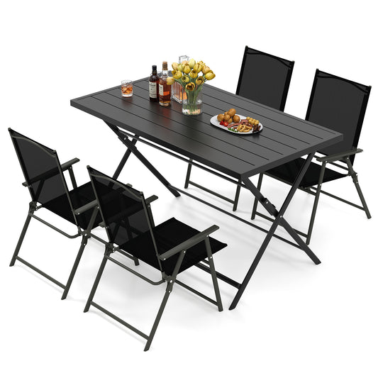 5-Piece Foldable Outdoor Dining Set for Backyard Garden Deck
