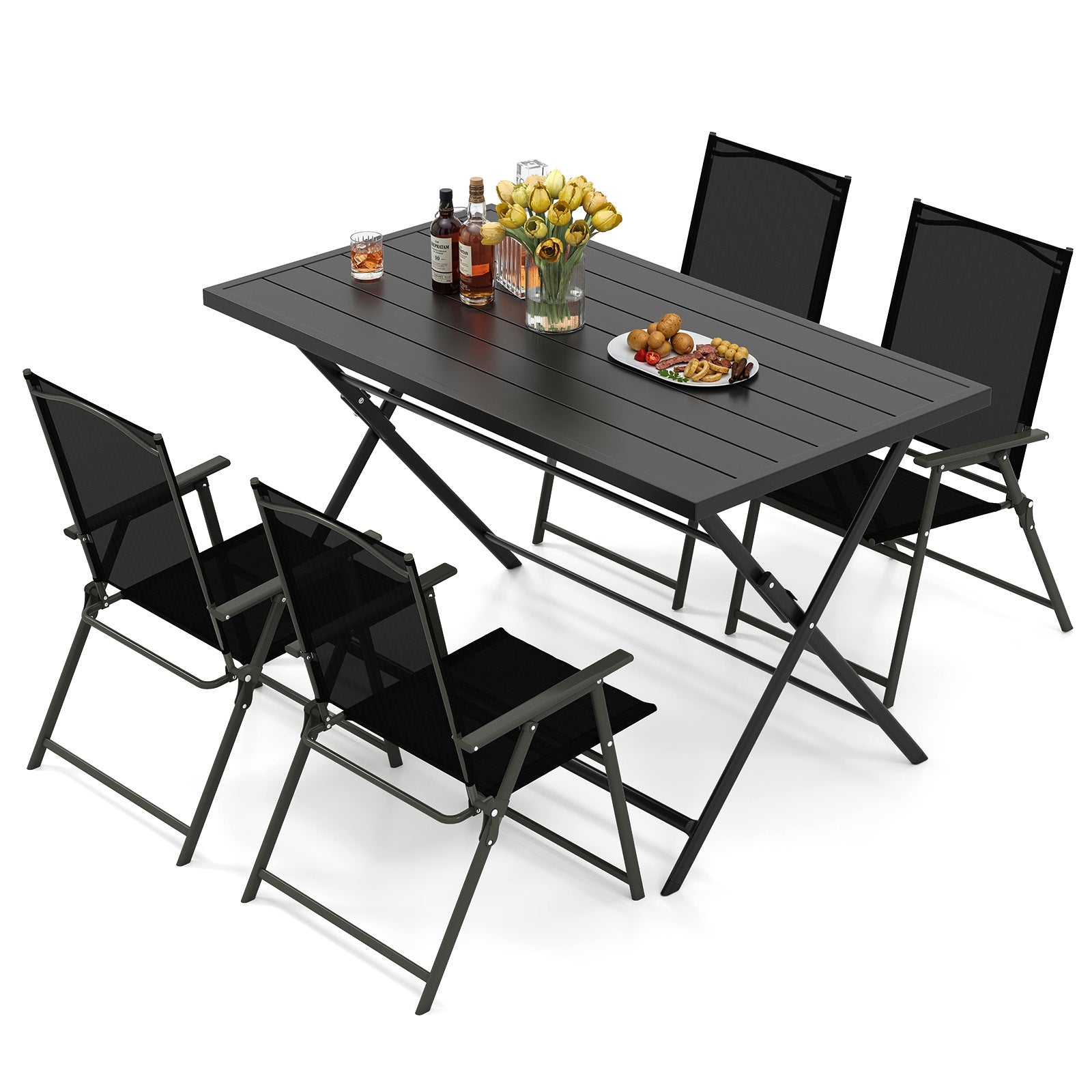 5-Piece Foldable Outdoor Dining Set for Backyard Garden Deck Patio Dining Sets at Gallery Canada