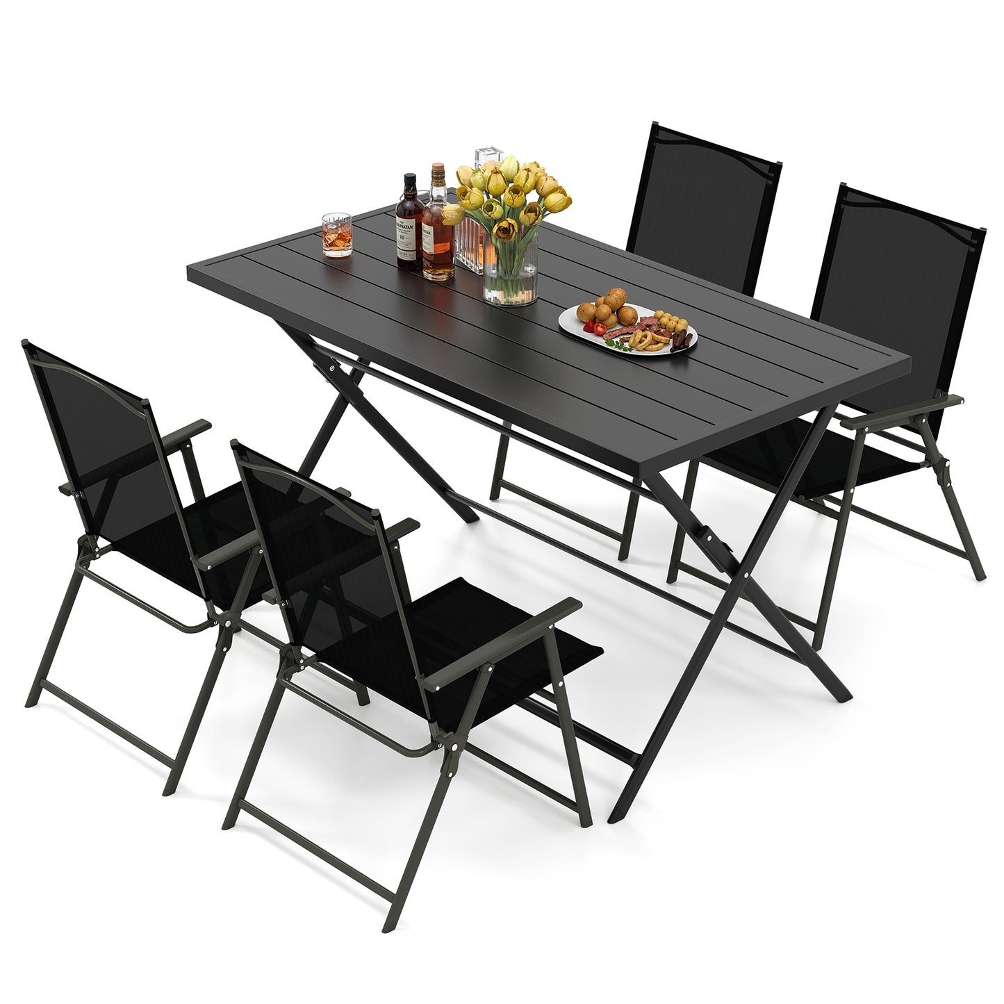 5-Piece Foldable Outdoor Dining Set for Backyard Garden Deck Patio Dining Sets at Gallery Canada