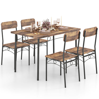 5-Piece Industrial Dining Table Set for 4 for Small Place Apartment, Brown Dining Room Sets at Gallery Canada
