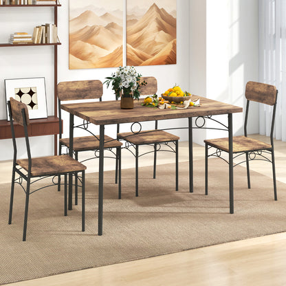 5-Piece Industrial Dining Table Set for 4 for Small Place Apartment, Brown Dining Room Sets at Gallery Canada