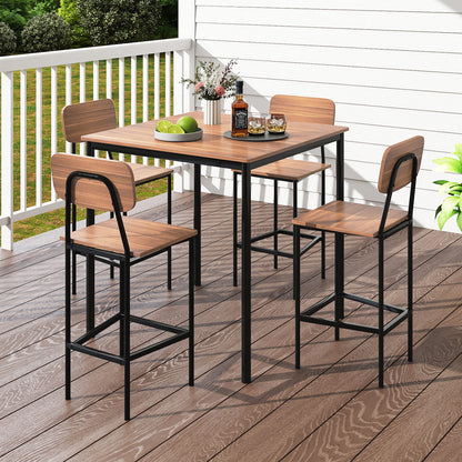 Industrial Dining Table Set, 5-Piece, Counter Height, Teak Dining Room Sets at Gallery Canada