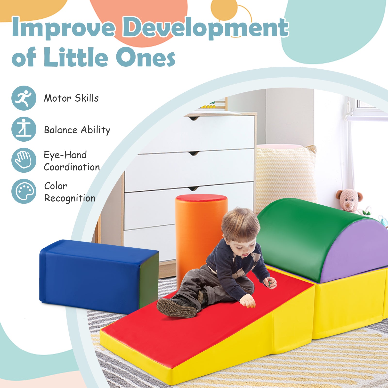 5-Piece Kids Climb & Crawl Activity Playset, Multicolor Climbers & Slides at Gallery Canada