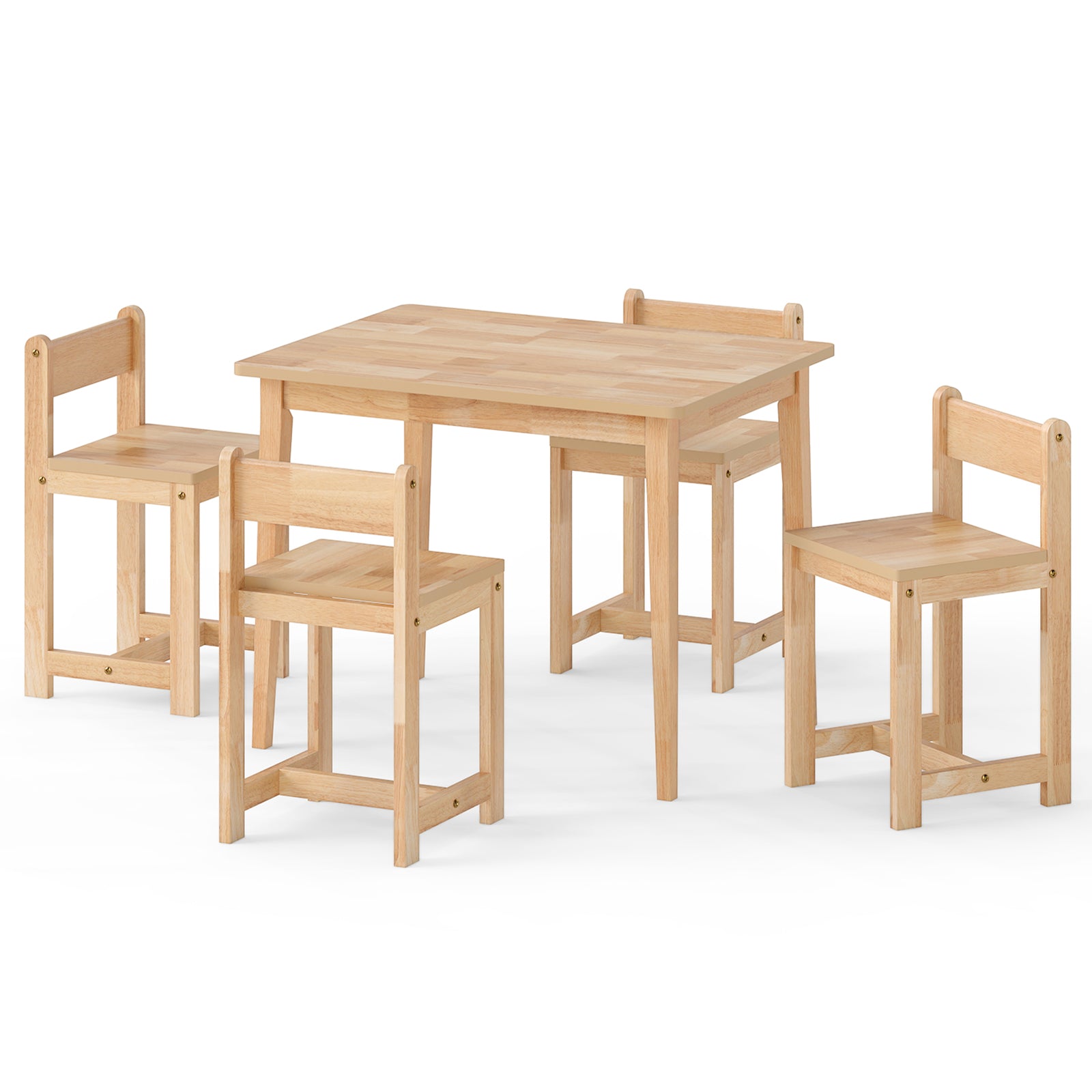 5-Piece Kids Table And Chairs Set, Solid Rubber Wood, Natural Kids Table & Chair Sets Natural at Gallery Canada