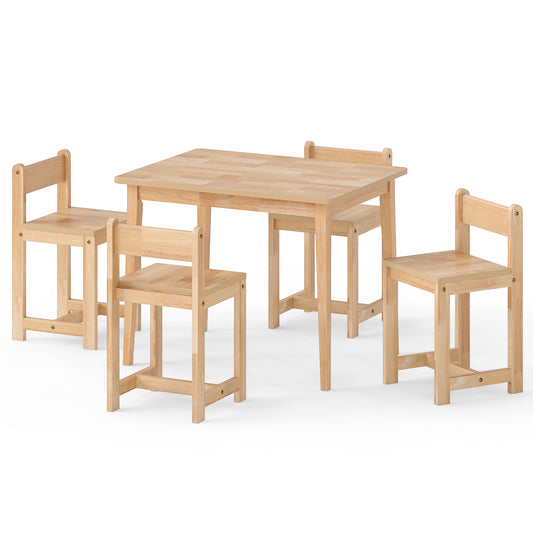 5-Piece Kids Table And Chairs Set, Solid Rubber Wood, Natural Kids Table & Chair Sets Natural at Gallery Canada