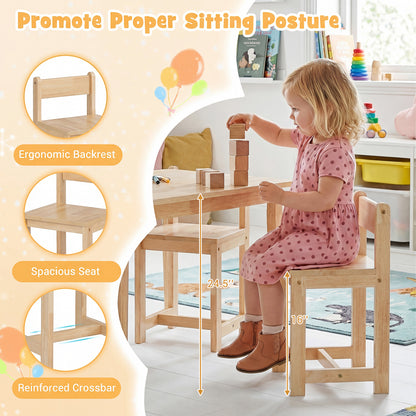 5-Piece Kids Table And Chairs Set, Solid Rubber Wood, Natural Kids Table & Chair Sets at Gallery Canada