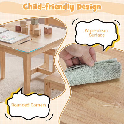 5-Piece Kids Table And Chairs Set, Solid Rubber Wood, Natural Kids Table & Chair Sets at Gallery Canada