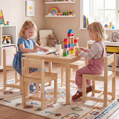 5-Piece Kids Table And Chairs Set, Solid Rubber Wood, Natural Kids Table & Chair Sets at Gallery Canada