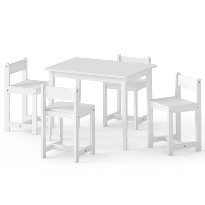 Kids Table And Chairs Set, 5-Piece, Solid Rubber Wood, White Kids Table & Chair Sets at Gallery Canada