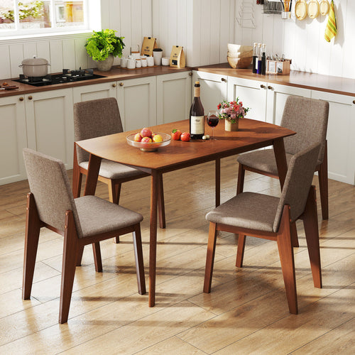 5-Piece Kitchen Table And Upholstered Chairs, Light Brown