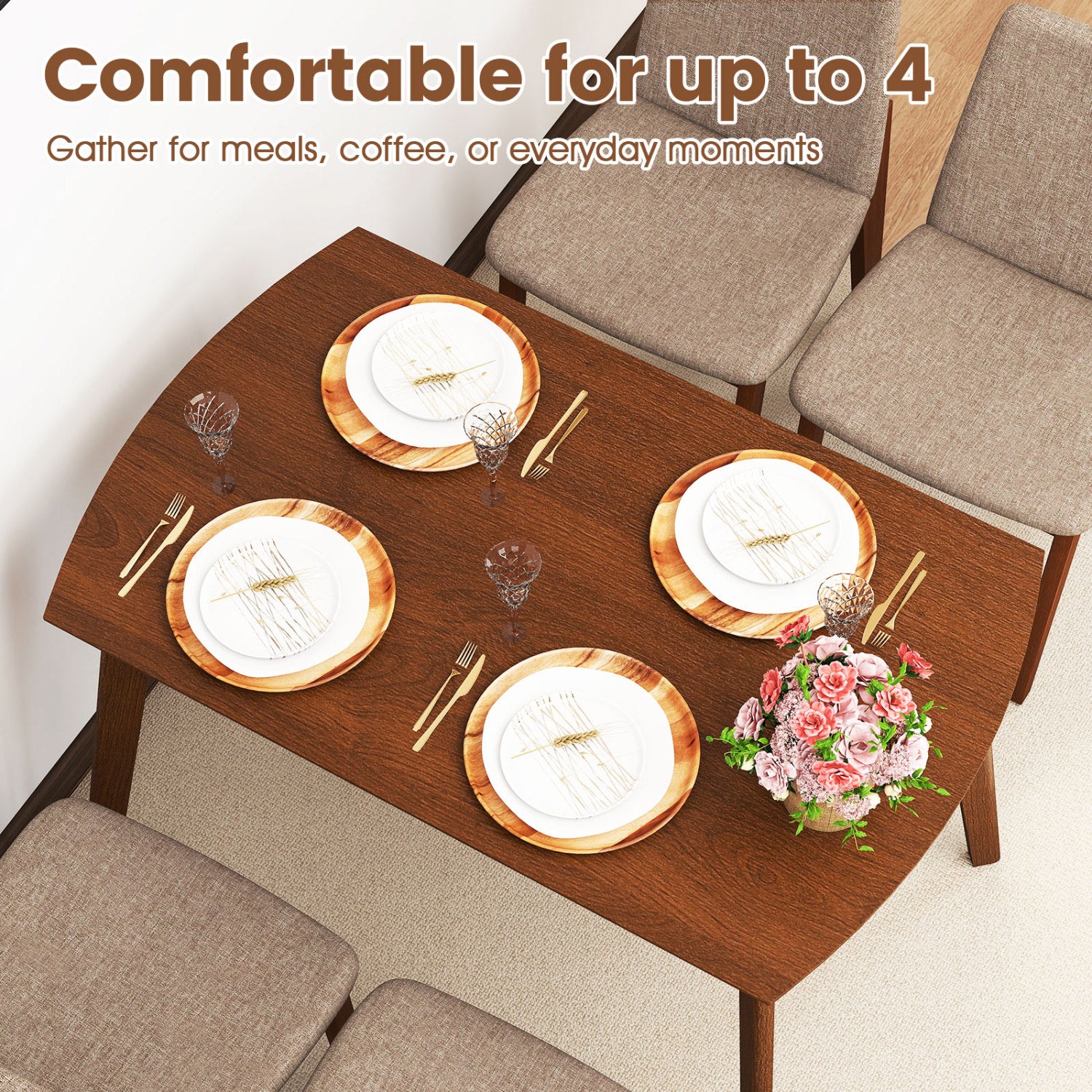 5-Piece Kitchen Table And Upholstered Chairs, Light Brown Dining Room Sets at Gallery Canada