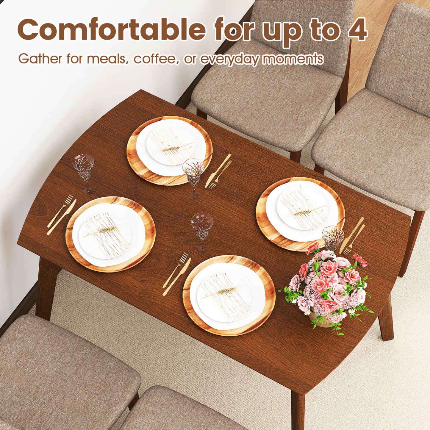5-Piece Kitchen Table And Upholstered Chairs, Light Brown Dining Room Sets at Gallery Canada