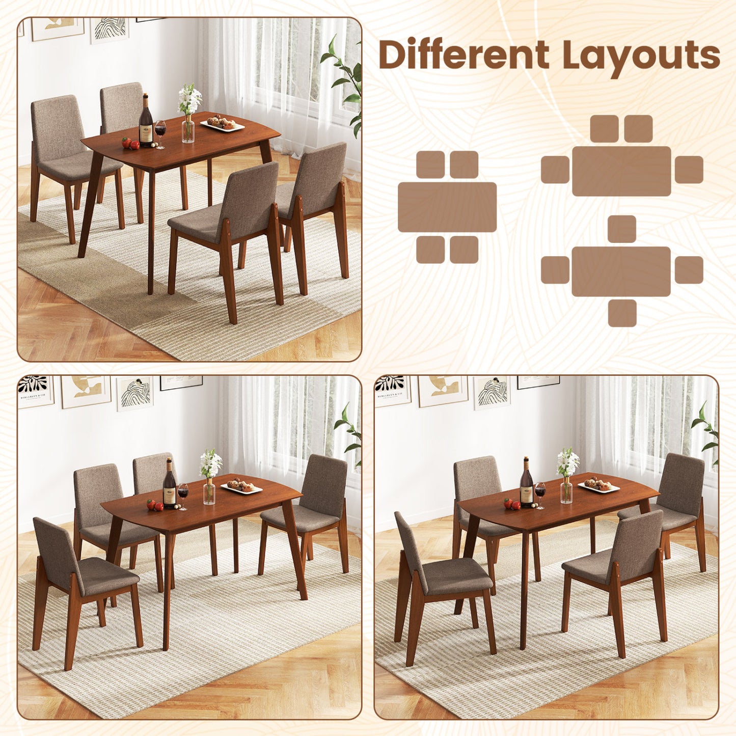 5-Piece Kitchen Table And Upholstered Chairs, Light Brown Dining Room Sets at Gallery Canada