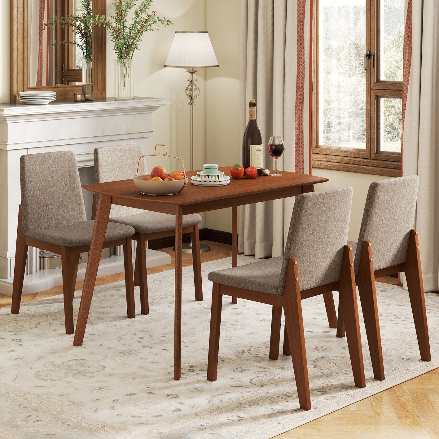 5-Piece Kitchen Table And Upholstered Chairs, Light Brown Dining Room Sets at Gallery Canada