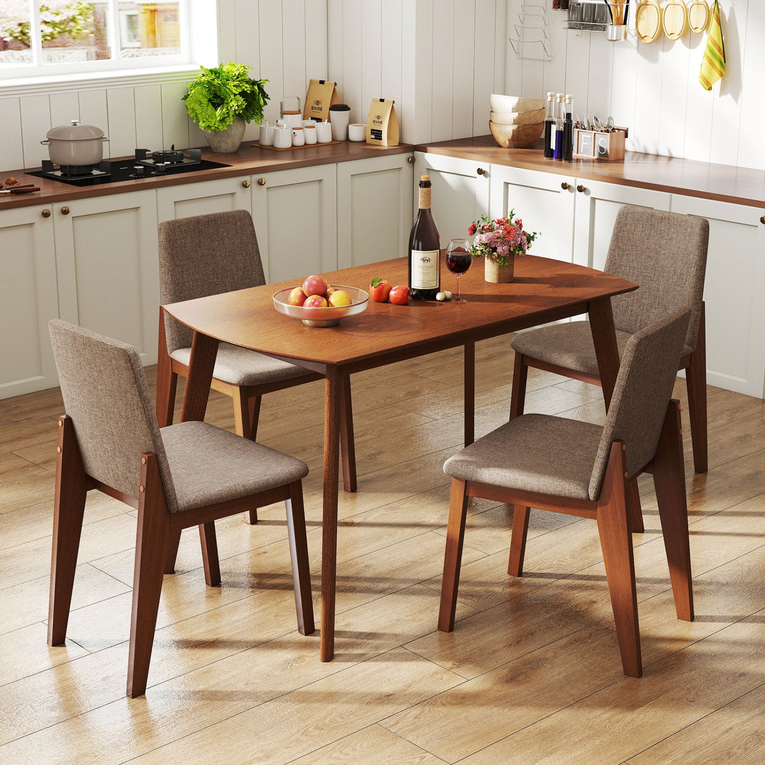 5-Piece Kitchen Table And Upholstered Chairs, Light Brown Dining Room Sets at Gallery Canada