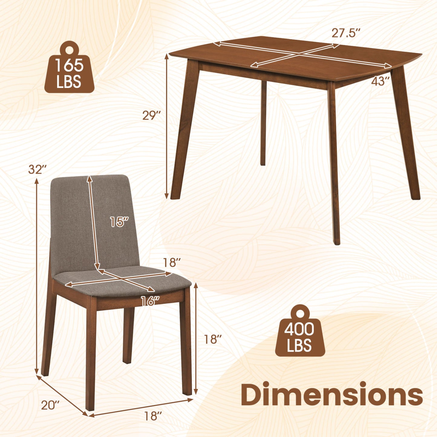 5-Piece Kitchen Table And Upholstered Chairs, Light Brown Dining Room Sets at Gallery Canada