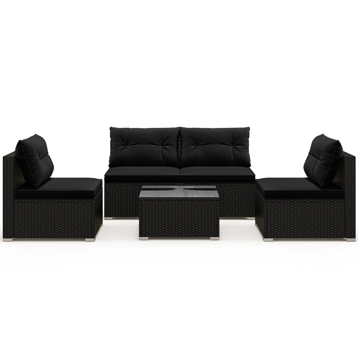 5-Piece Outdoor Patio Furniture Set With Cushions, Coffee Table, Black Patio Conversation Sets Black at Gallery Canada