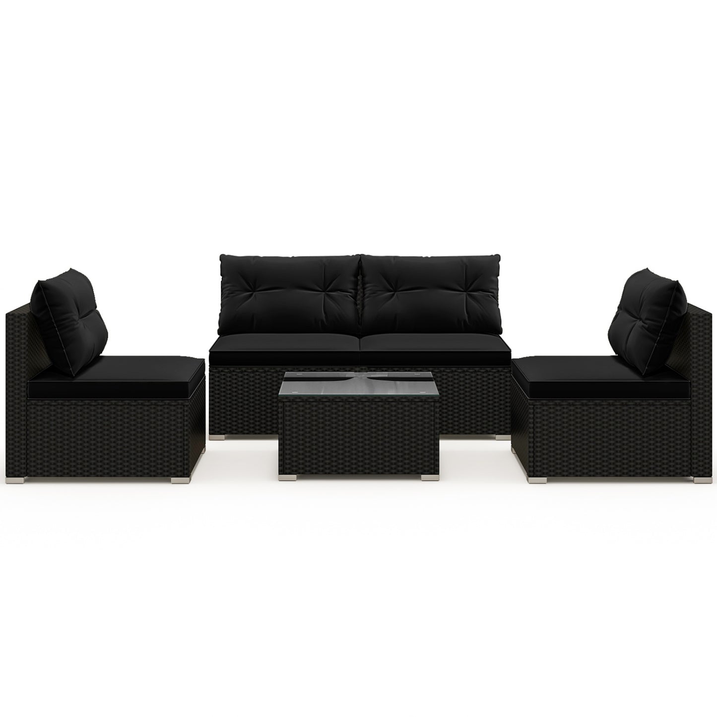 5-Piece Outdoor Patio Furniture Set With Cushions, Coffee Table, Black Patio Conversation Sets Black at Gallery Canada