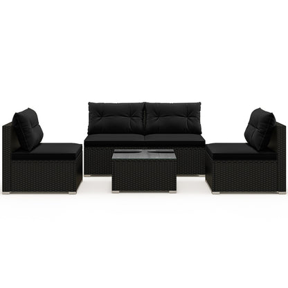 5-Piece Outdoor Patio Furniture Set With Cushions, Coffee Table, Black Patio Conversation Sets Black at Gallery Canada
