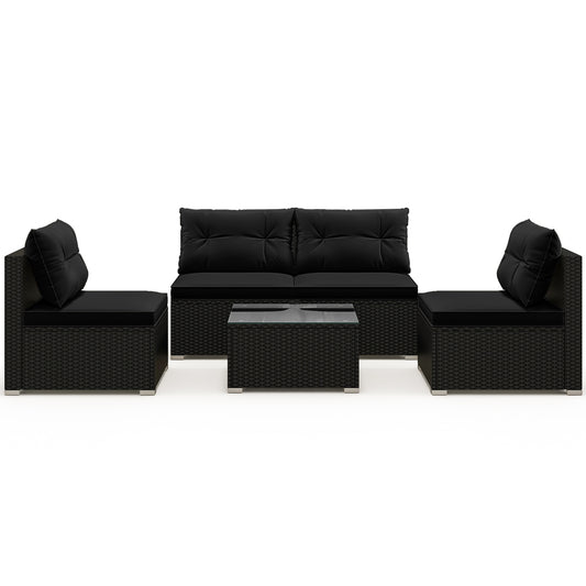5-Piece Outdoor Patio Furniture Set With Cushions, Coffee Table, Black Patio Conversation Sets Black at Gallery Canada
