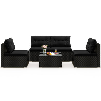 5-Piece Outdoor Patio Furniture Set With Cushions, Coffee Table, Black Patio Conversation Sets at Gallery Canada