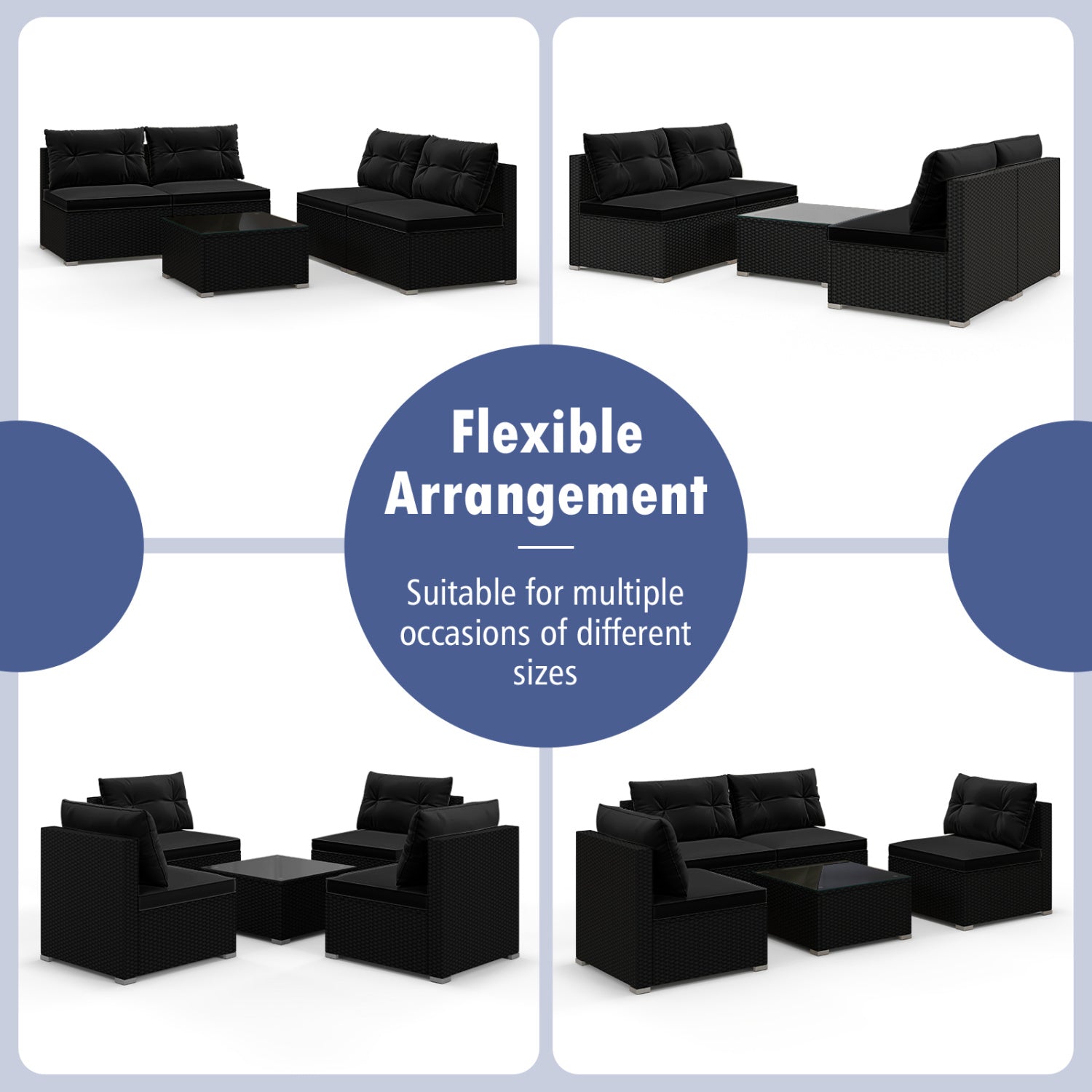5-Piece Outdoor Patio Furniture Set With Cushions, Coffee Table, Black Patio Conversation Sets at Gallery Canada