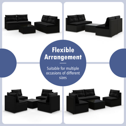 5-Piece Outdoor Patio Furniture Set With Cushions, Coffee Table, Black Patio Conversation Sets at Gallery Canada