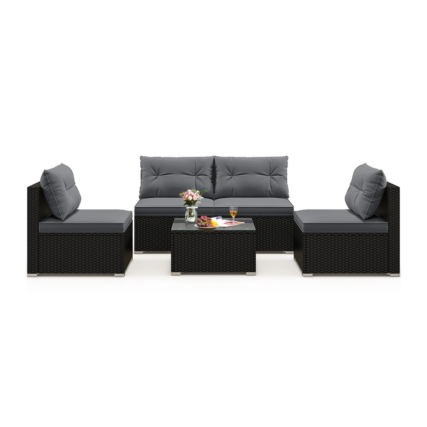 5-Piece Patio Furniture Set With Cushions, Coffee Table, Gray Patio Conversation Sets at Gallery Canada