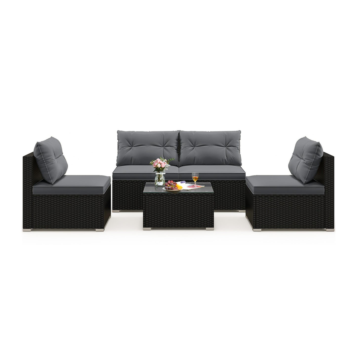 5-Piece Patio Furniture Set With Cushions, Coffee Table, Gray Patio Conversation Sets Gray at Gallery Canada