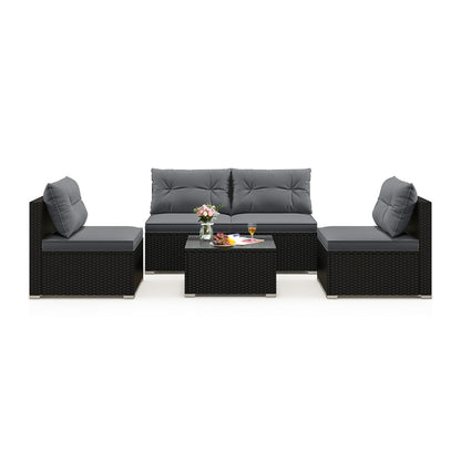 5-Piece Patio Furniture Set With Cushions, Coffee Table, Gray Patio Conversation Sets Gray at Gallery Canada