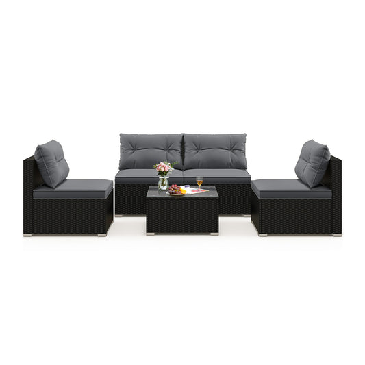5-Piece Patio Furniture Set With Cushions, Coffee Table, Gray Patio Conversation Sets Gray at Gallery Canada