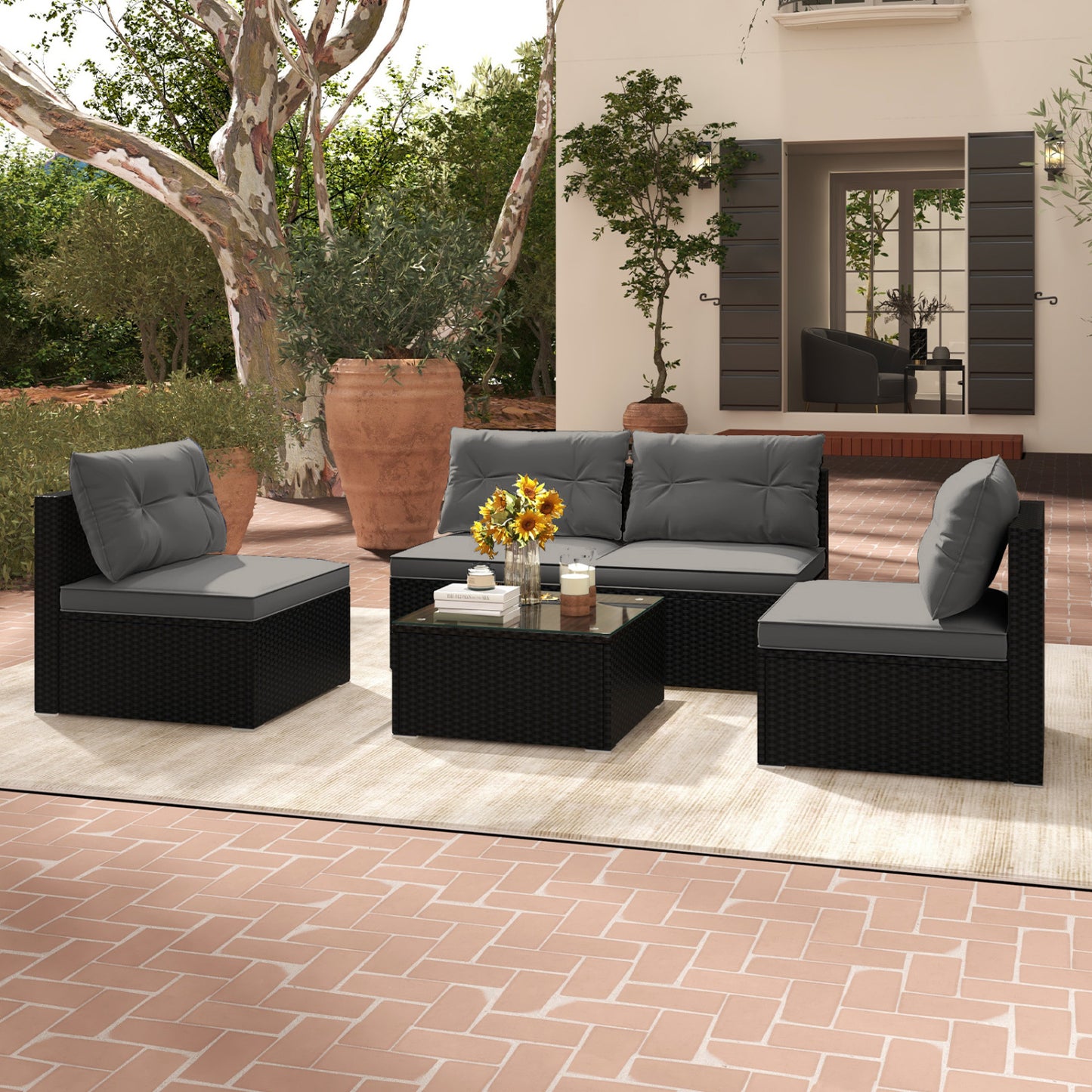 5-Piece Patio Furniture Set With Cushions, Coffee Table, Gray Patio Conversation Sets at Gallery Canada
